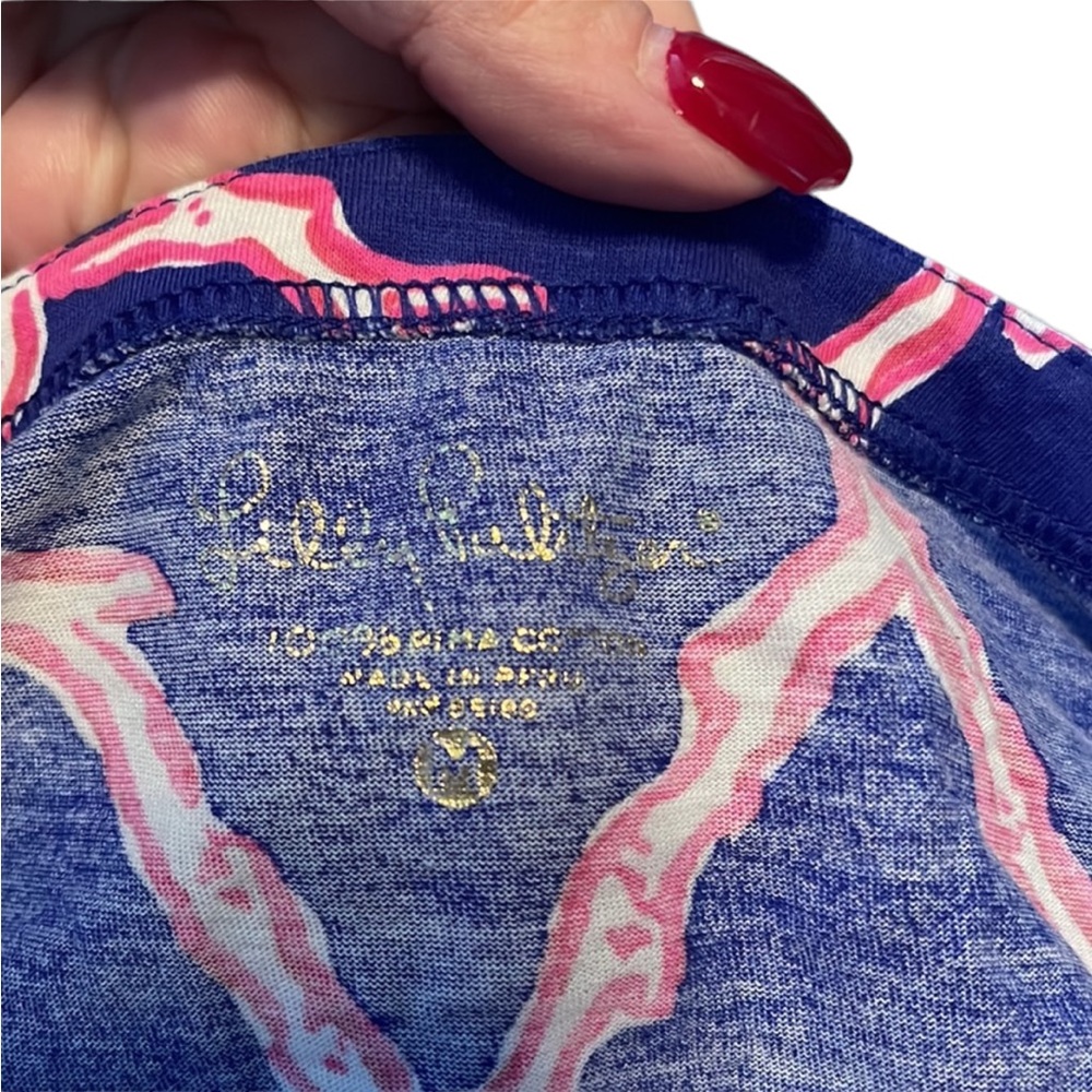 Lilly Pulitzer blue with pink shirt. Size M - Picture 7 of 9